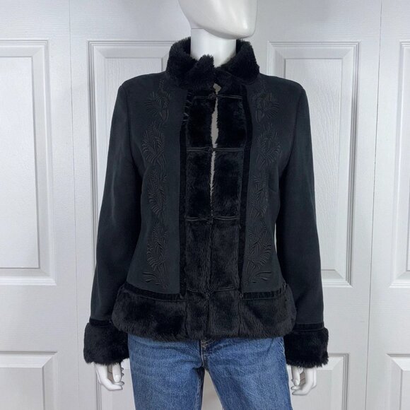 OUI OUISET women's black coat size 10 - Picture 2 of 2